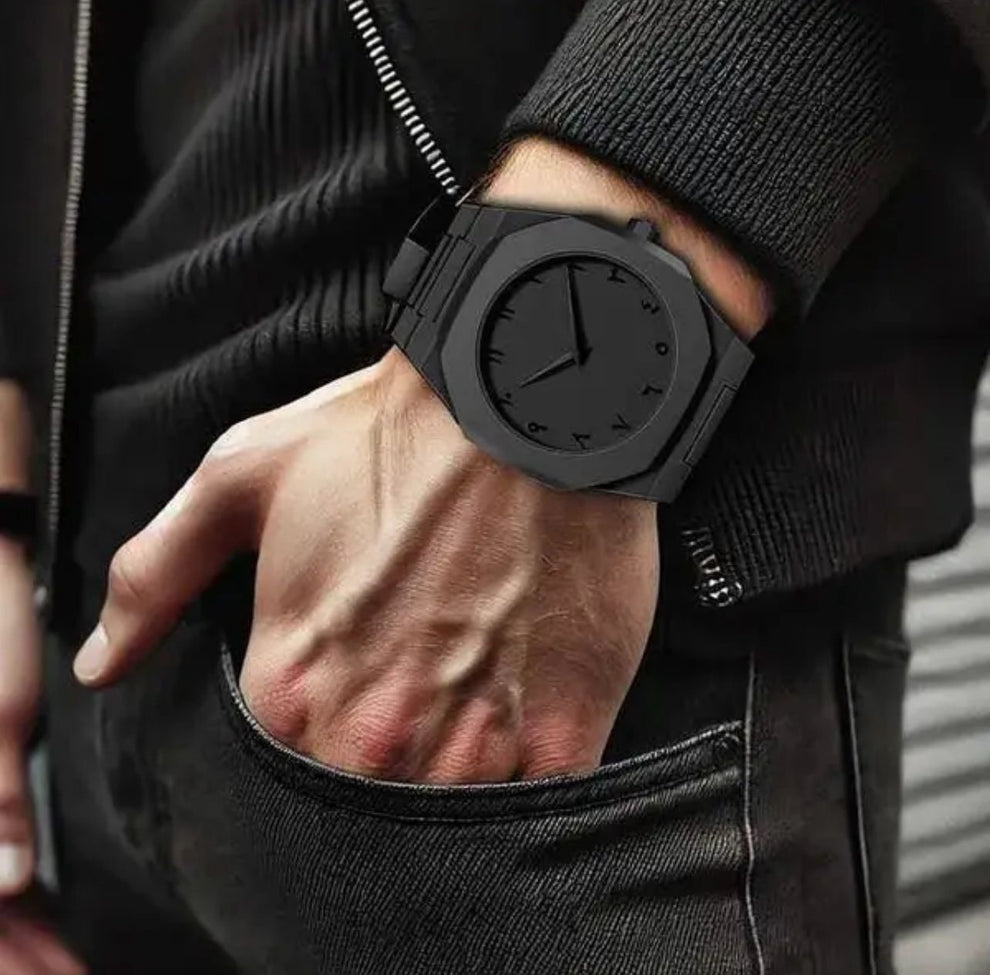 Black Aura Quartz Watch – Stylish Analog Watch For Men & Boys
